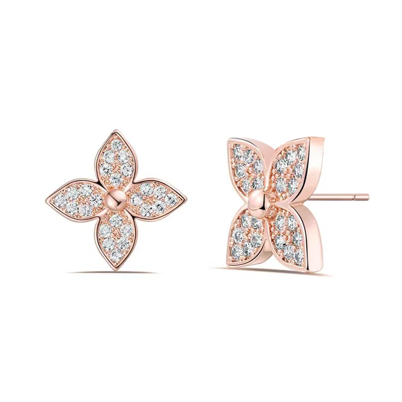 合金合成锆石耳饰 老花耳钉尖花高级感高定饰品 LYD-1039
