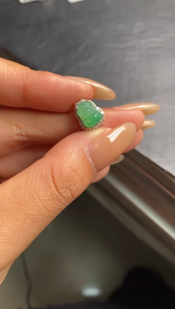 银S925镶嵌戒指翡翠天然A货翡翠