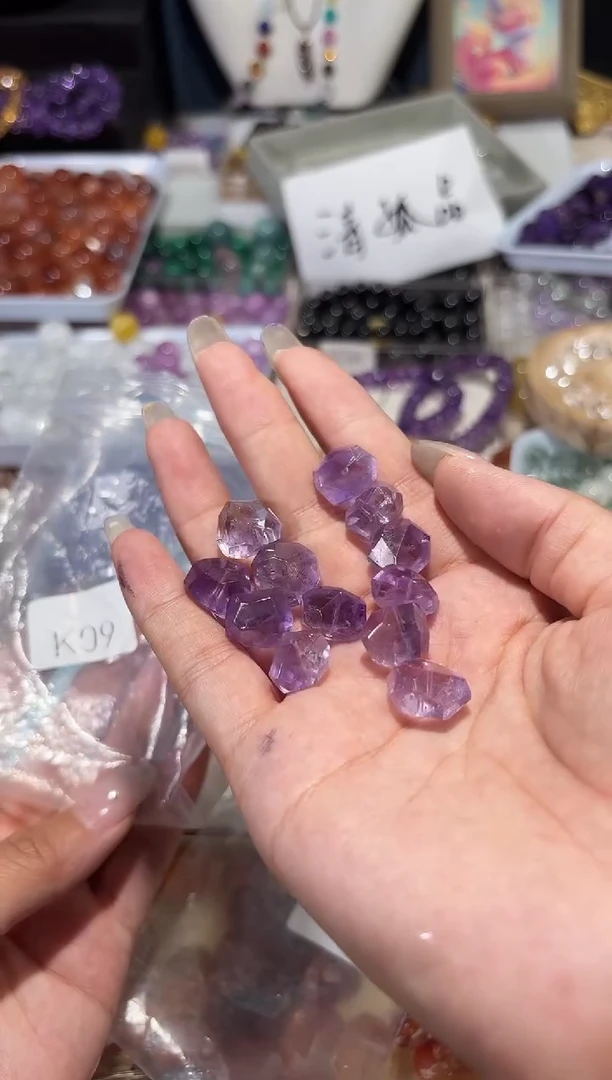 水晶手串未镶嵌K09紫水隔珠