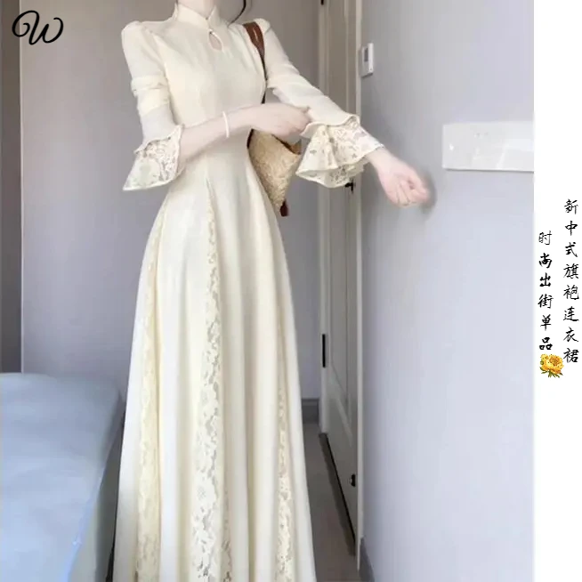 新中式女装优雅国风连衣裙秋冬2025新款旗袍改良版绝美汉服A字裙