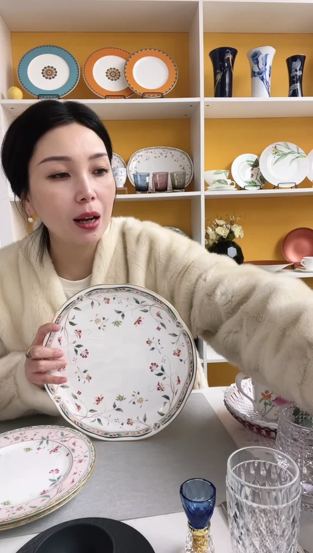 福利款 花更纱 白色26cm盘