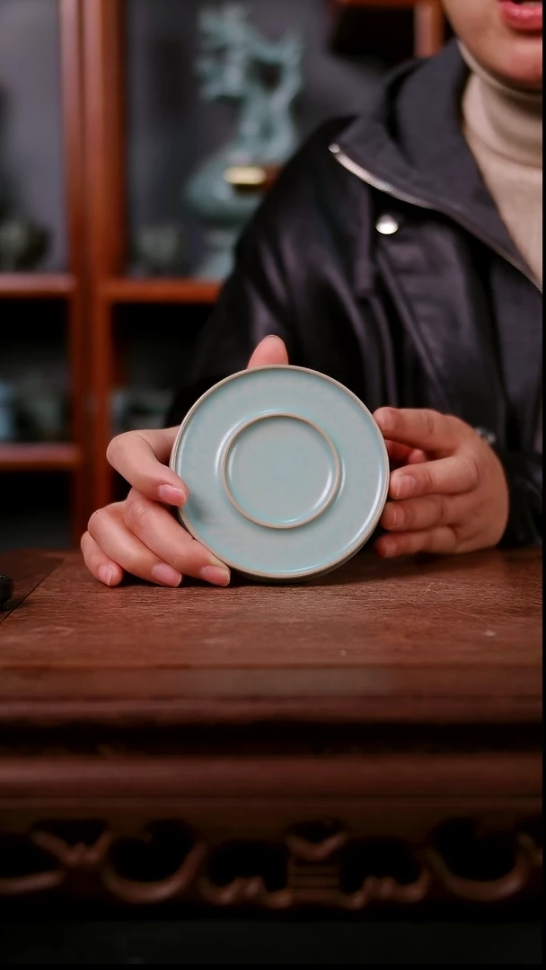 杯子陶K***e青霁汝窑仿古釉   杯垫