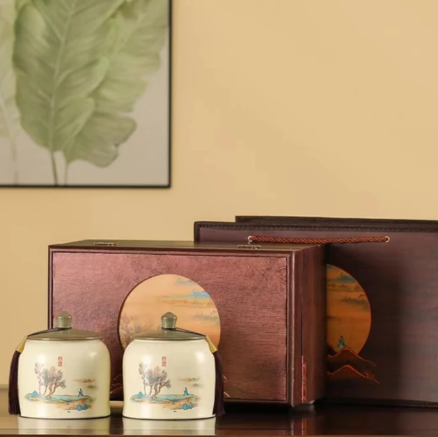 【山水情缘】双瓷罐 大红袍红茶礼盒装250克