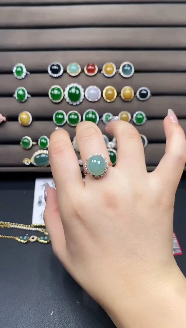 银S925镶嵌戒指翡翠111