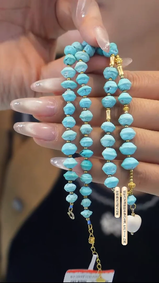 银S925镶嵌绿松石项链有矿点发货一件