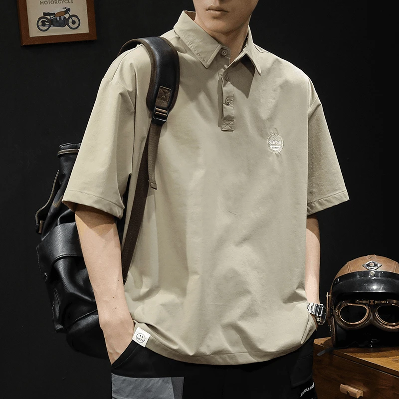 日系高端速干刺绣Polo衫男短袖2025夏季新款弹力山系户外休闲衬衫