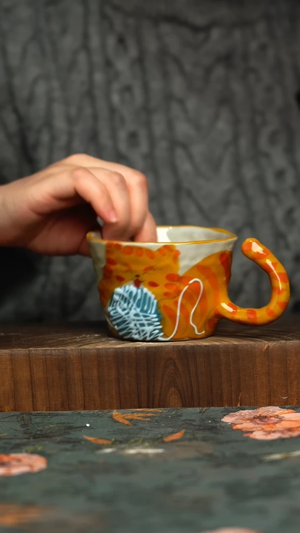 杯釉下彩手工手绘同款陶器