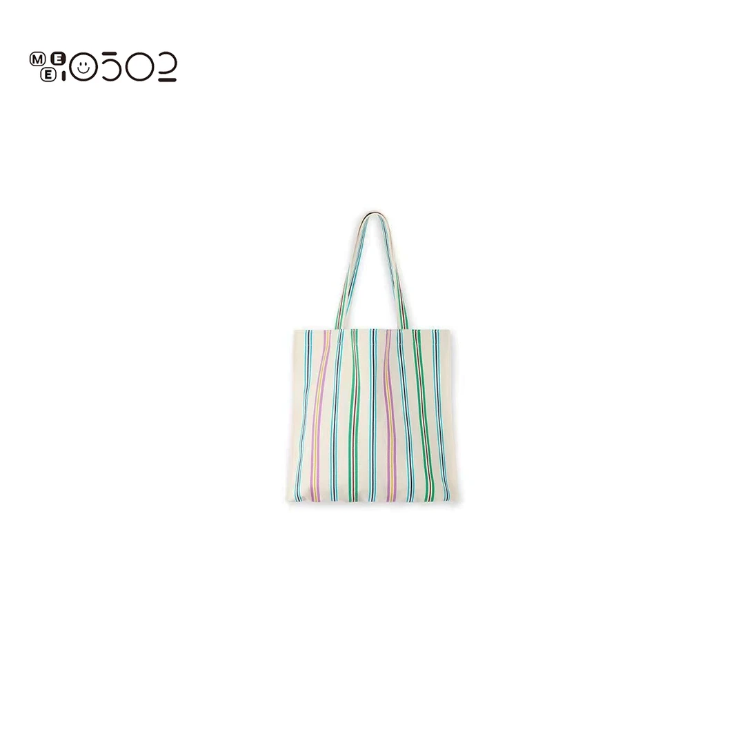 MEI0502 复古彩色条纹米白托特包 26923