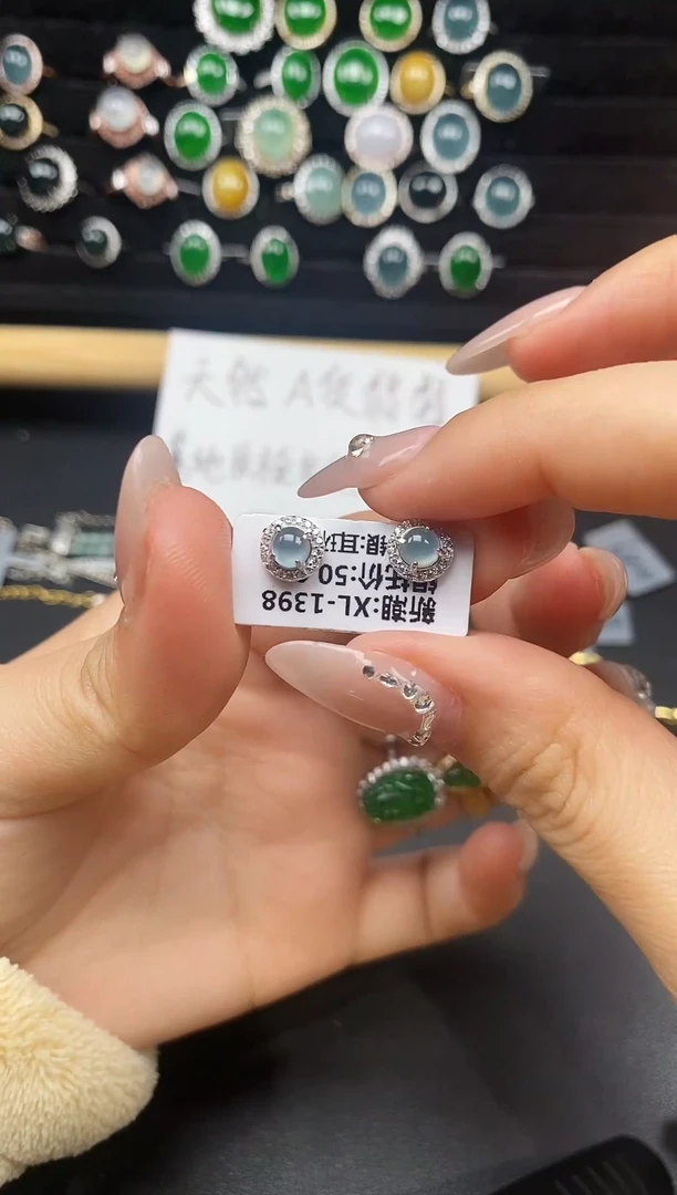 银S925镶嵌戒指翡翠85638