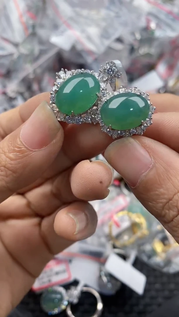 银S925镶嵌戒指翡翠555----3