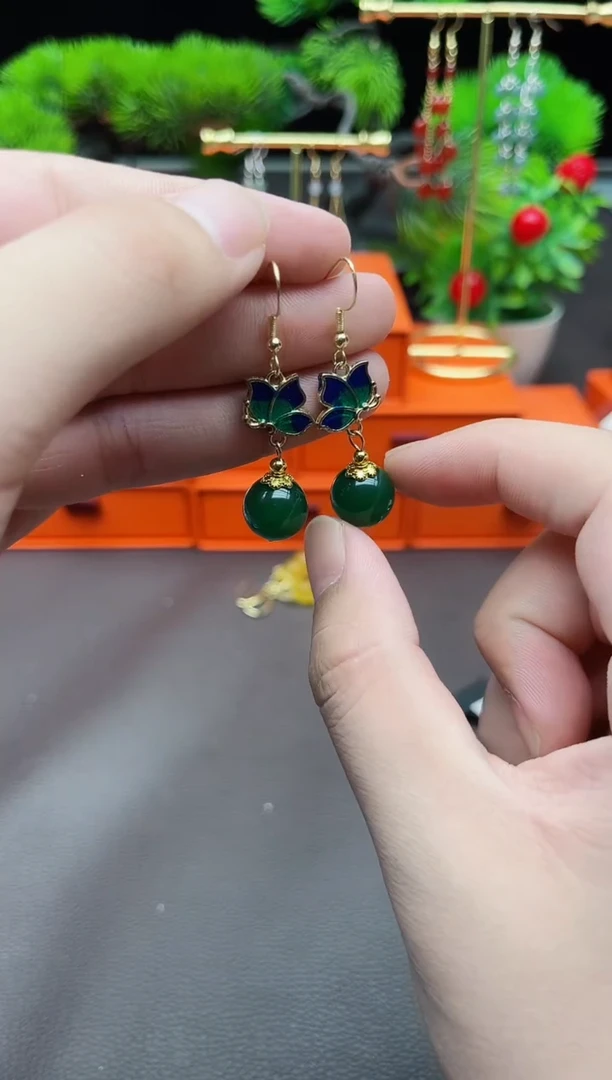 玛瑙/玉髓耳饰银S925镶嵌337