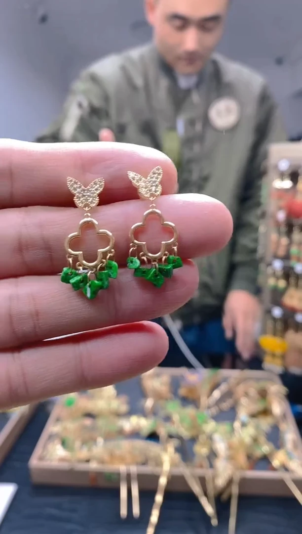 【闪购商品】翡翠耳饰合金27翡翠耳钉