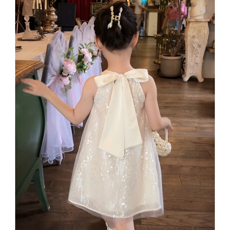 【现现】米米哈罗女童小香风连衣裙儿童吊带裙挂脖公主裙 GM23089