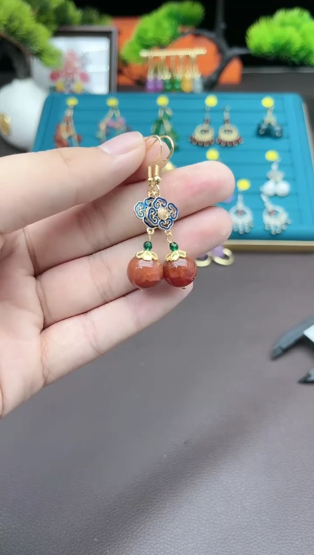 【闪购商品】玛瑙/玉髓耳钉银S925镶嵌223000