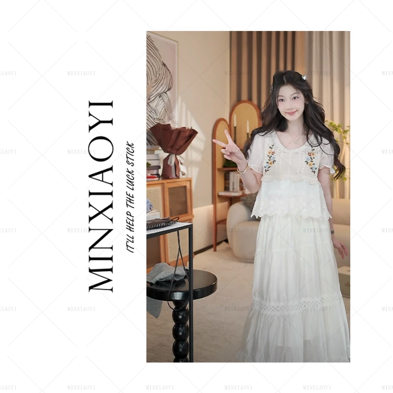 【闵笑一】琉璃裙#白色半身裙时尚下装女款夏季丨裙长80 K422