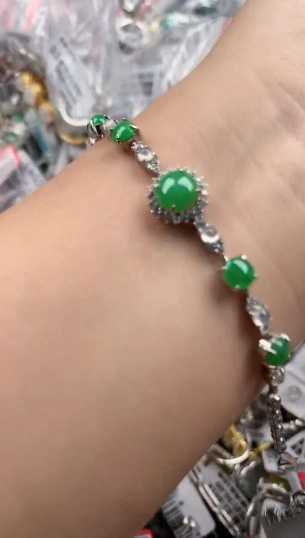 银S925镶嵌戒指翡翠5555-----2