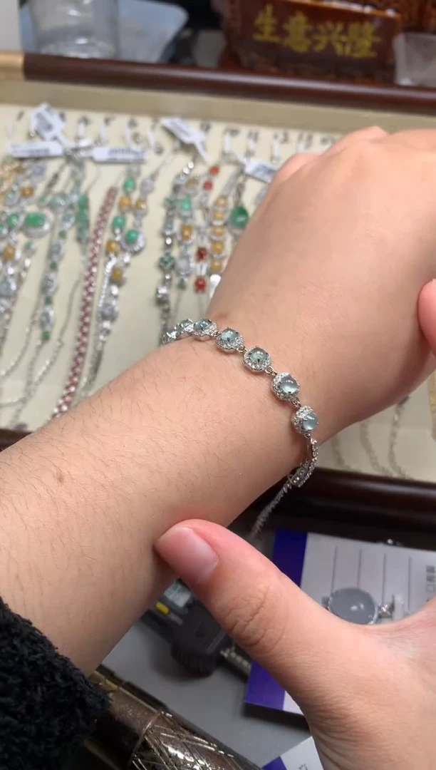 银S925镶嵌戒指翡翠手链1