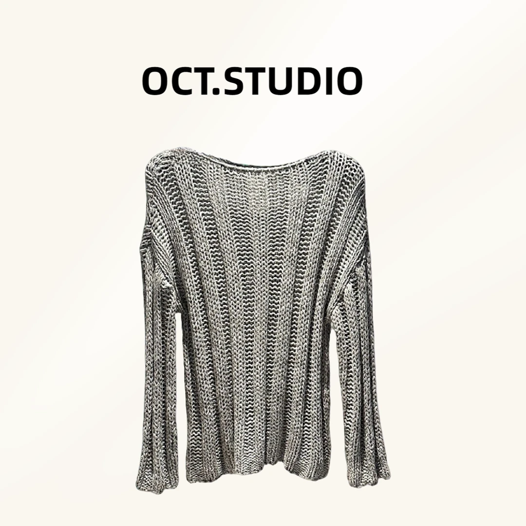 春季新品慵懒气质松弛感毛衣粗线宽松休闲极简设计师时尚长袖百搭