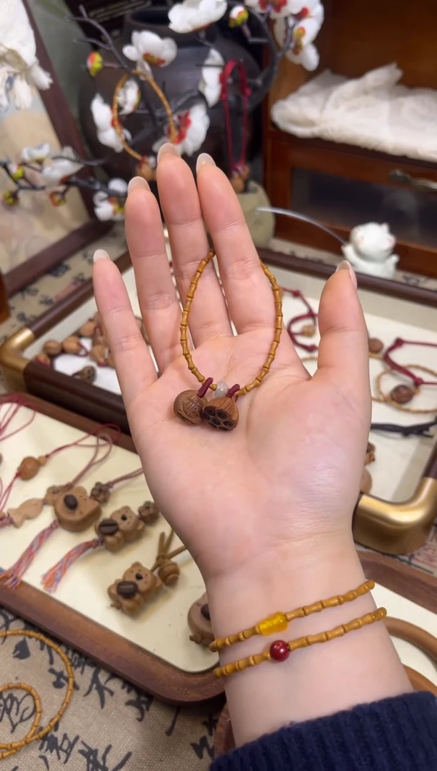 手串桃核【桃缘行】竹节「福气莲莲」桃核辟、挡、驱、护 备注手围