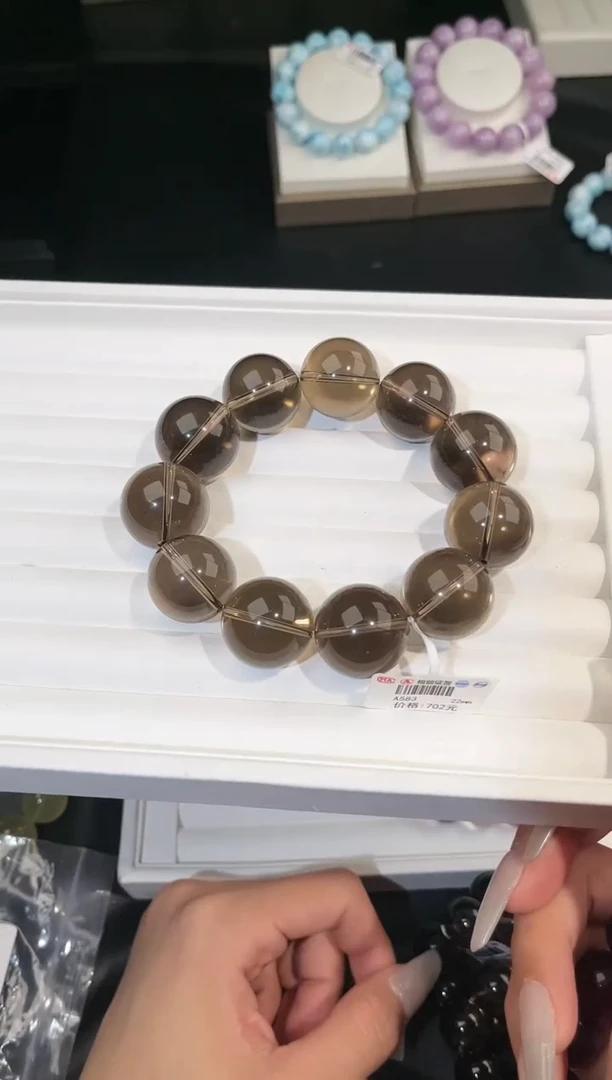 【闪购商品】水晶手链未镶嵌多样性发一Q88茶晶22mm