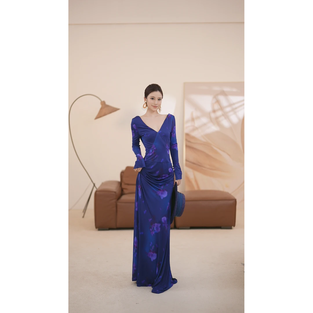 【UU】法式莫奈紫宽松连衣裙设计感HY328