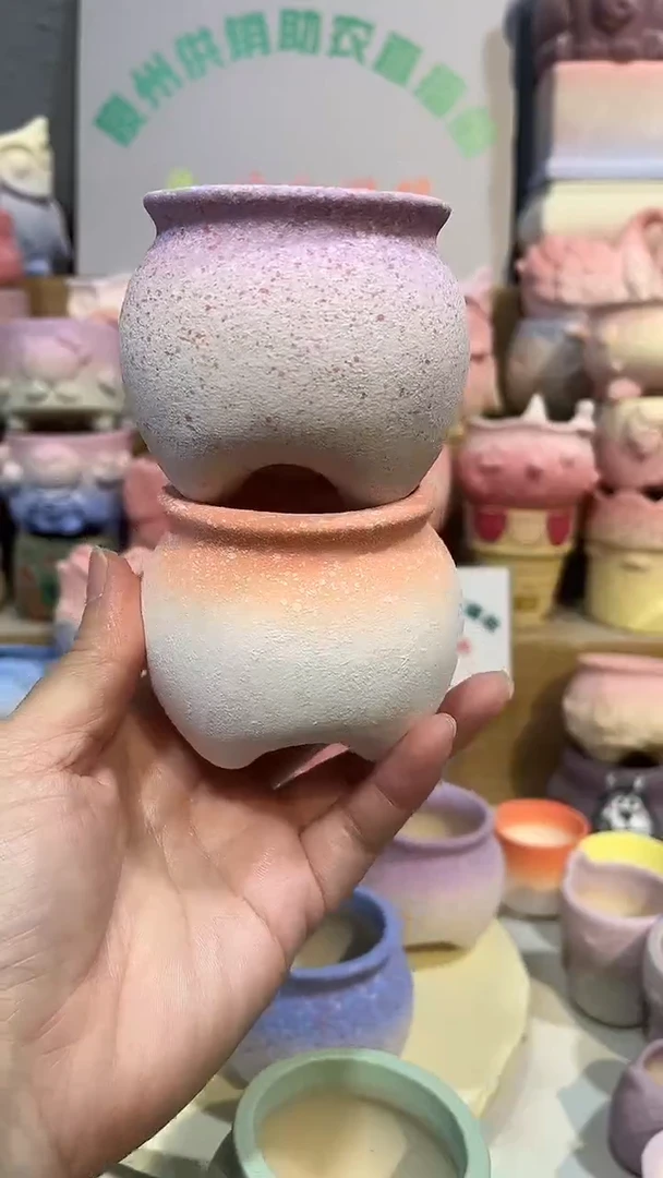 麦饭石粗陶多肉花盆口径5*5两个