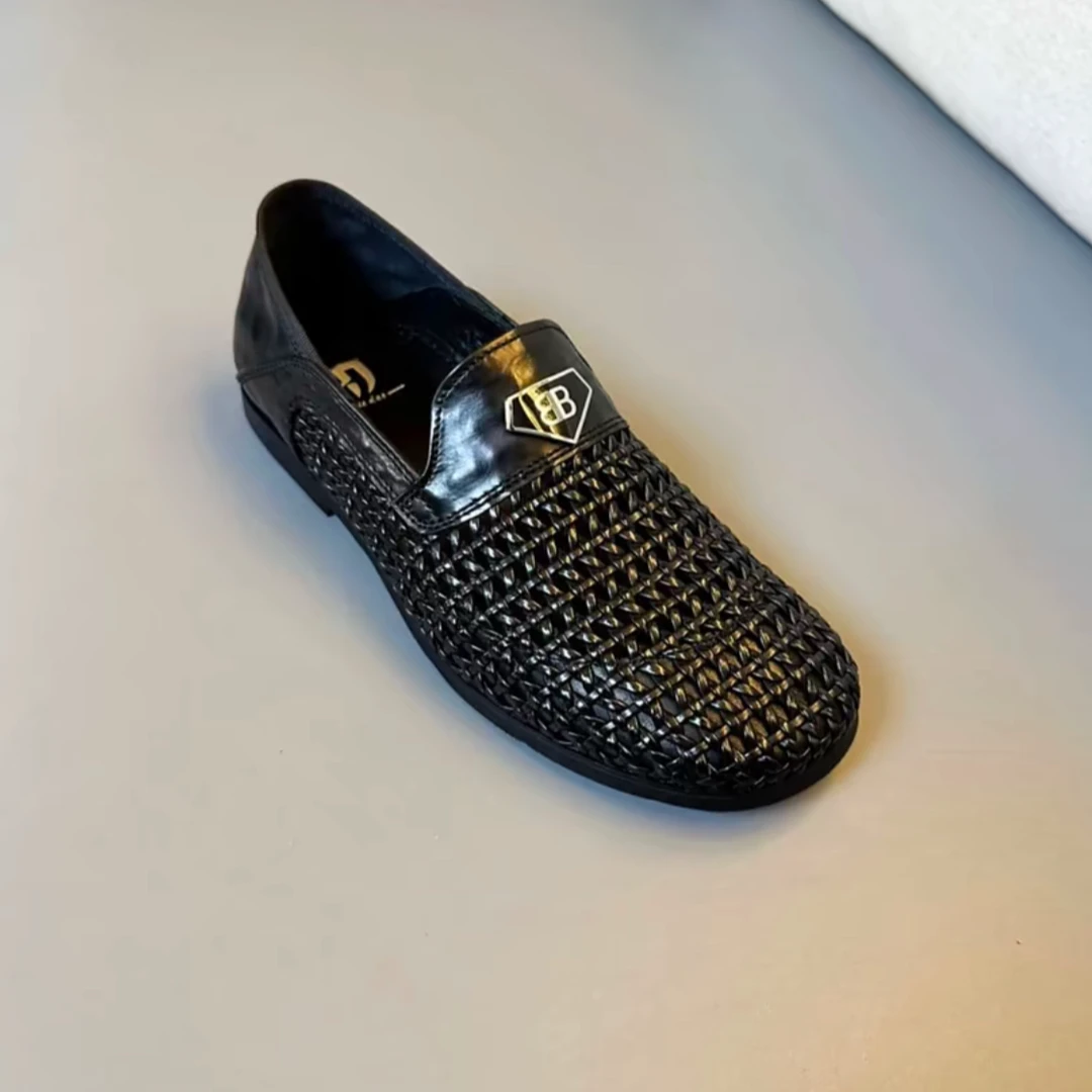 男士乐福鞋新款时尚男鞋透气镂空编织豆豆鞋轻便商务休闲低跟鞋子