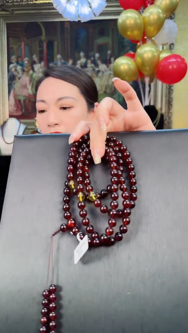 未镶嵌颈饰琥珀血翳珀108珠8mm