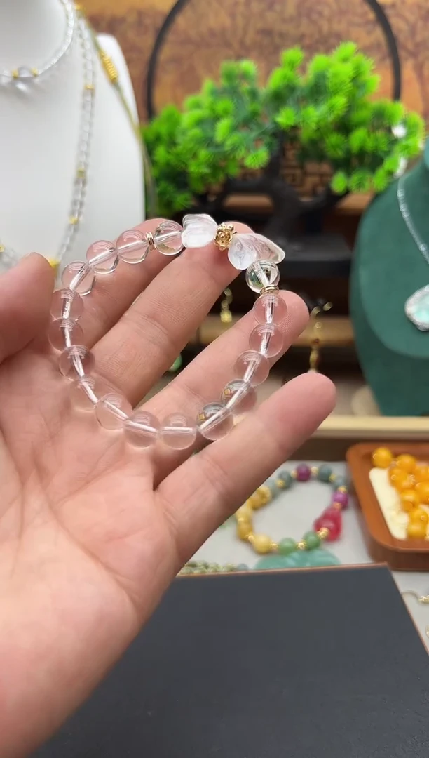 水晶手链14K金镶嵌S422