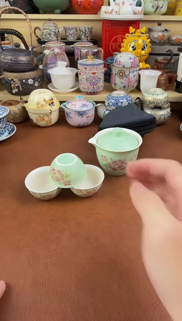 陶瓷茶具摆件旅行套组