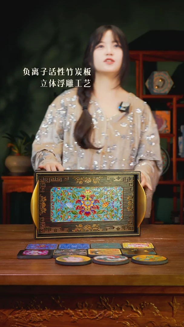 →***极壹藏贰宝全釉繁花图案托盘差价