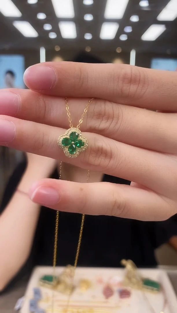 银S925镶嵌项链祖母绿09