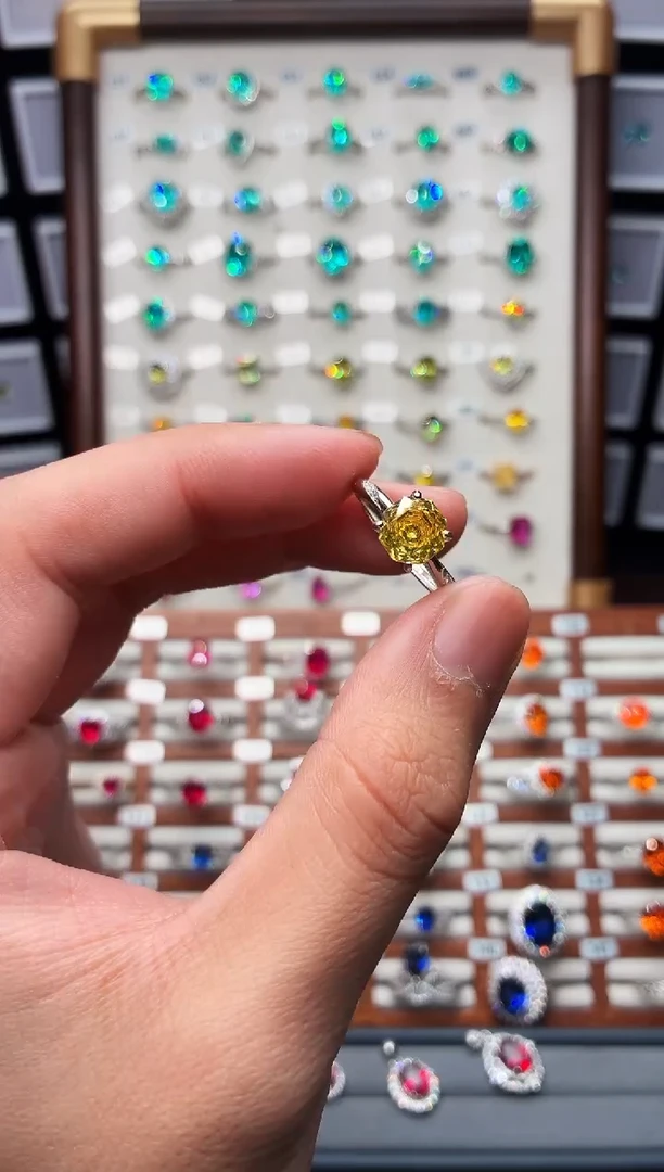 戒指彩色蓝宝石银S925镶嵌188