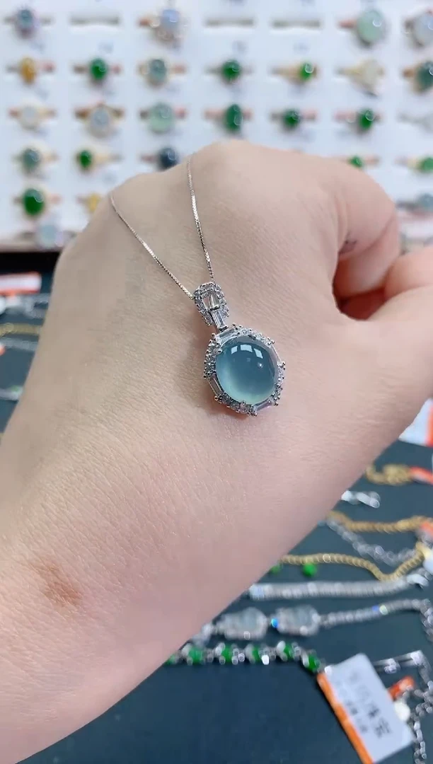 颈饰银S925镶嵌翡翠天然翡翠