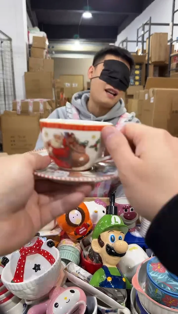 瓷片圣诞老人一杯一碟