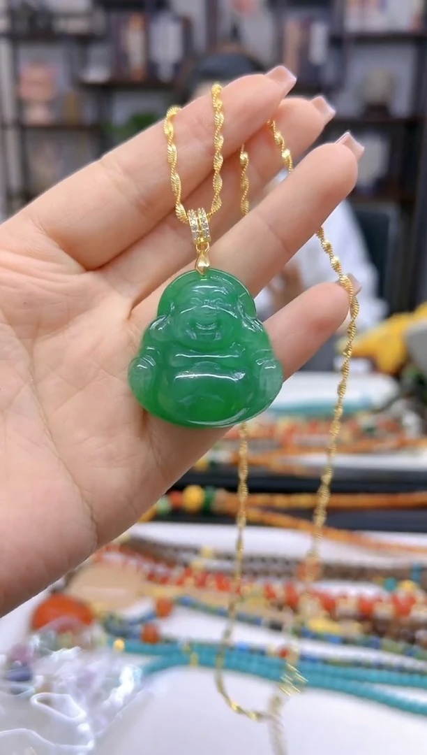 【闪购商品】翡翠吊坠(赠链)银S925镀金镶嵌D213