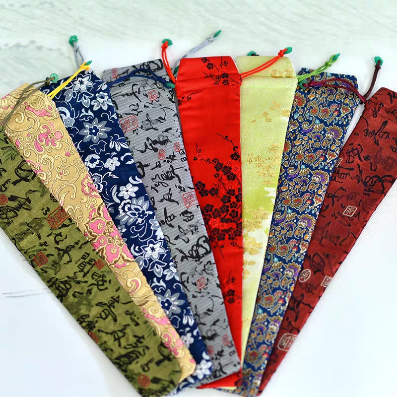 腰扇锦缎扇套古风中国风手工串珠刺绣扇袋折叠腰扇丝绸布袋收纳袋