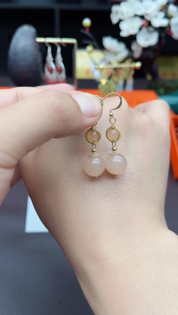 玛瑙/玉髓耳饰银S925镶嵌528000