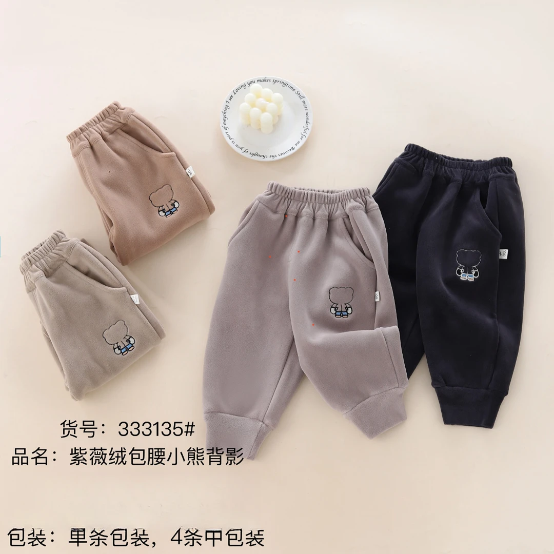 宝宝小熊背影紫薇绒裤子