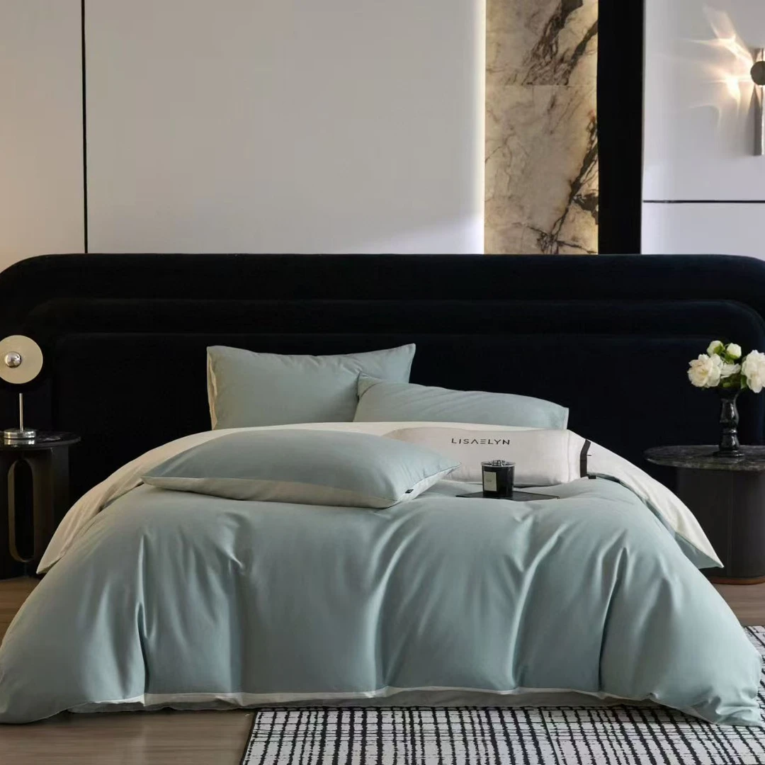 钱皇 风青月白 全棉纯色陶瓷磨毛四件套