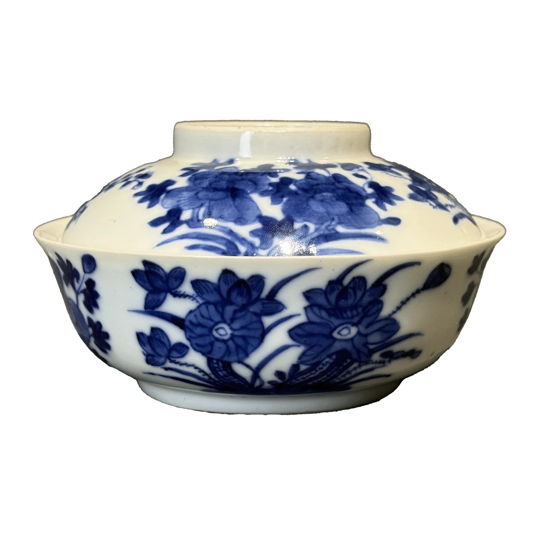 24220644t青花四季花卉纹盖碗