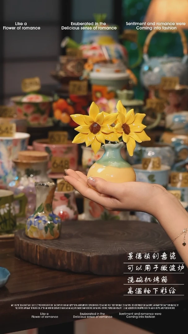 陶瓷一套景德镇高温釉下彩绘设计师款式