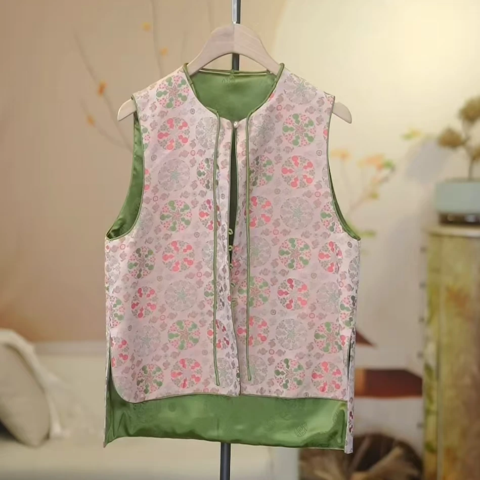 【辰辰高定】春季新款中式复古国风真丝桑蚕丝宋锦马夹外套女23Z009