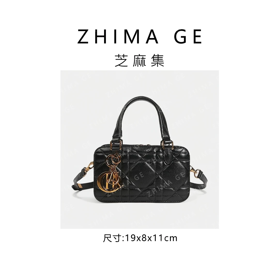 【芝麻集】小方糖SKL-7287-黑色RAIN.CUN斜跨轻奢时尚百搭女包