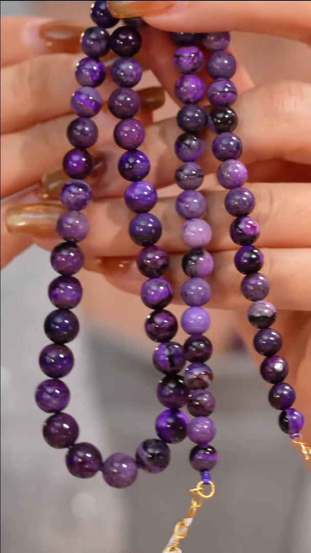 【闪购商品】苏纪石（舒俱来）项链未镶嵌皇家紫圆珠项链18k/45cm