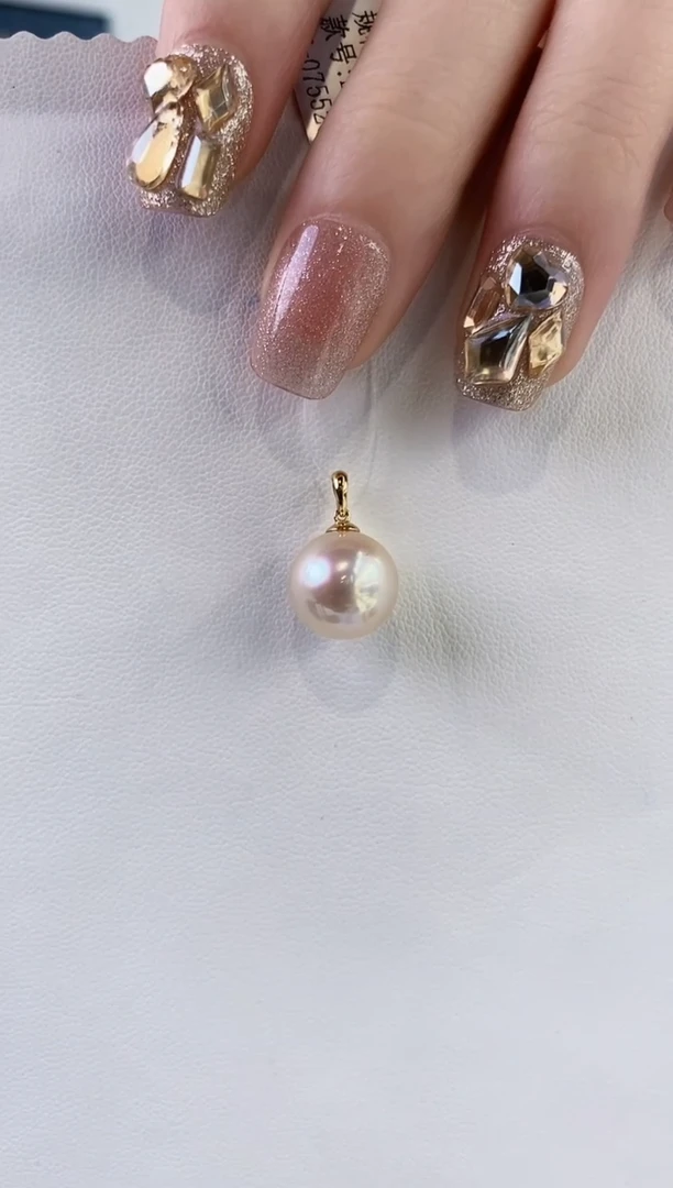 吊坠(不含链)18K金镶嵌海水珍珠11-12海水珍珠吊坠