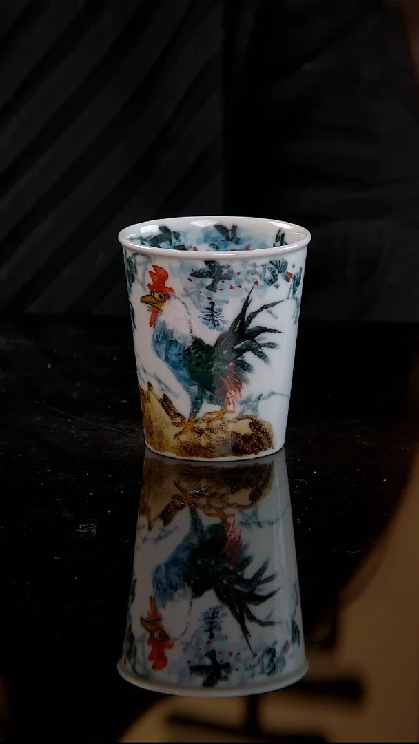 李华手绘釉中五彩大吉大利小可乐杯