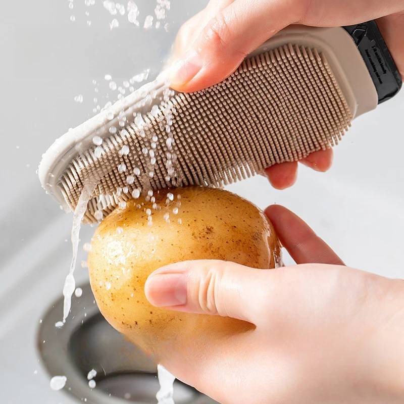 厨房果蔬清洁刷蔬菜水果刷洗神器可弯曲多功能砧板刷子双面不沾油