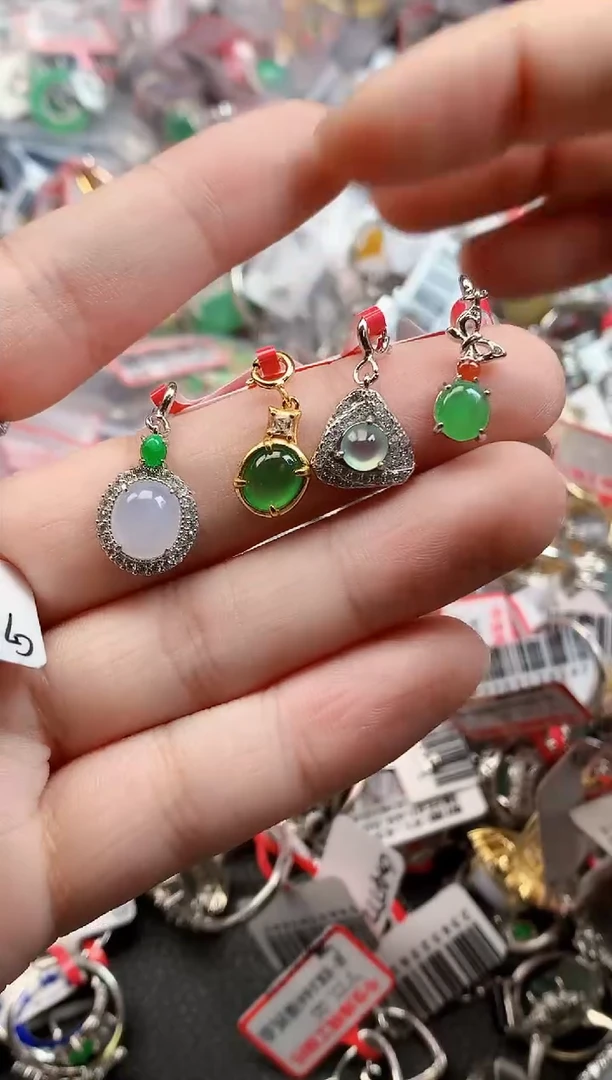 银S925镶嵌戒指翡翠天然A货缅甸翡翠