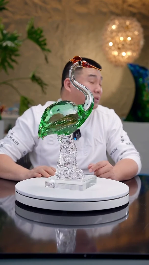 摆件祖母绿色仙鹤摆件